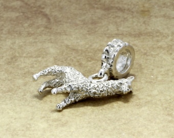 Alpaca Slide Charm in 925 Sterling Silver, Huacaya Alpaca Charm