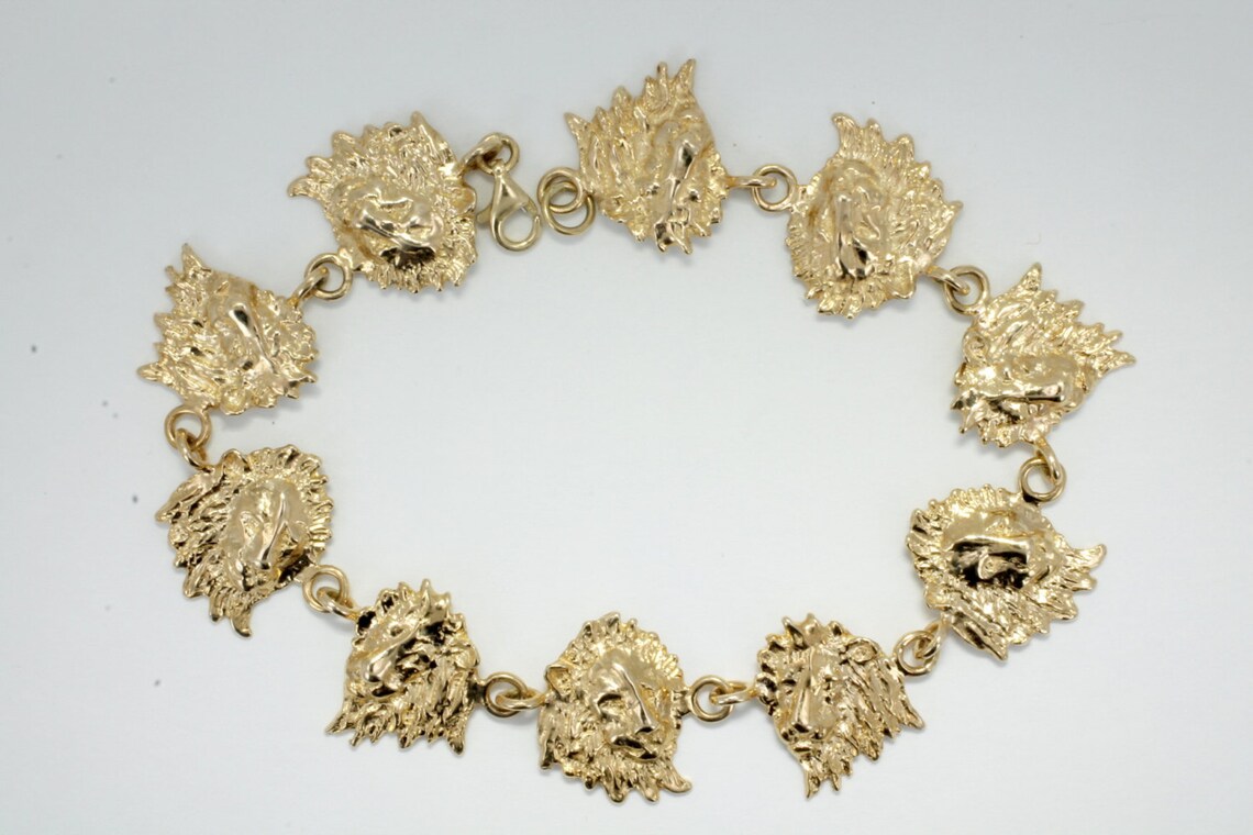 Gold Lion Bracelet for Her Lion Lover Gift for Wife 14kt Etsy