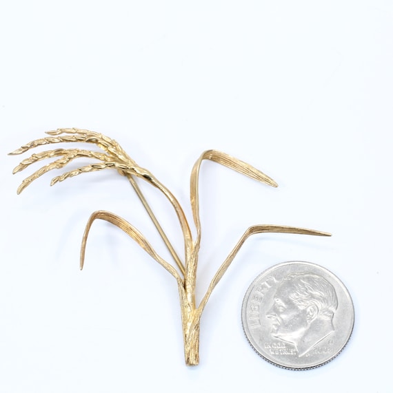 Rice Brooch for rice farmers wife rice grower Rice association gift for her Gold Rice Stalk Brooch in  14kt Gold Vermeil in Large Size