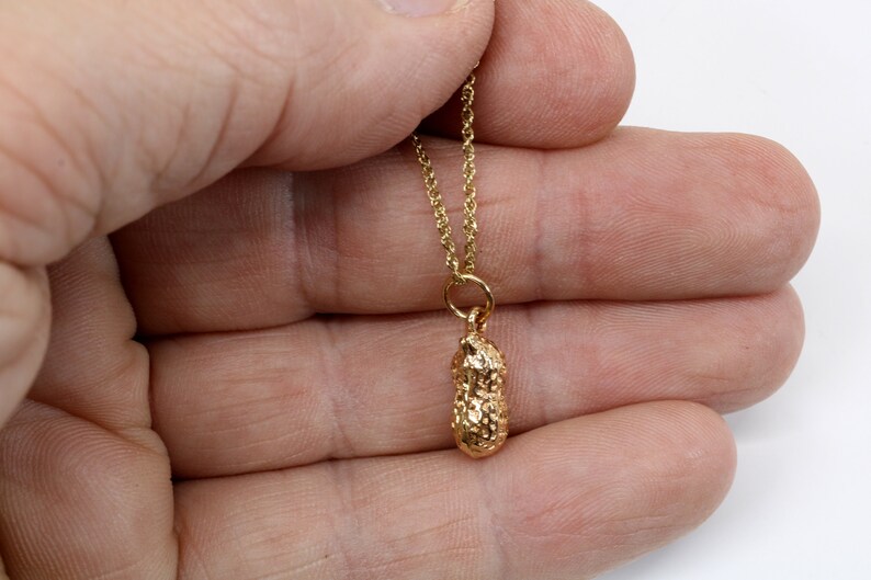 14kt Solid Gold Peanut Necklace in Small Size: Virginia Farm Girl Gift image 7