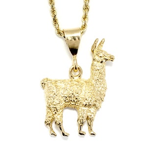 Alpaca Necklace for him, Giant Size 14kt. Solid Gold Suri Alpaca Necklace gift for him or her, alpaca lover gift for wife