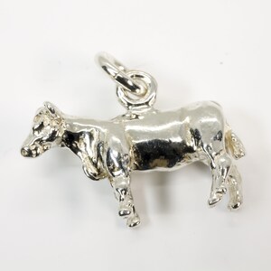 Silver Heifer Charm for her, 925 Sterling Silver Show Heifer Charm, Heifer gift for her,Prize show cattle charm for girl, little girl charm,