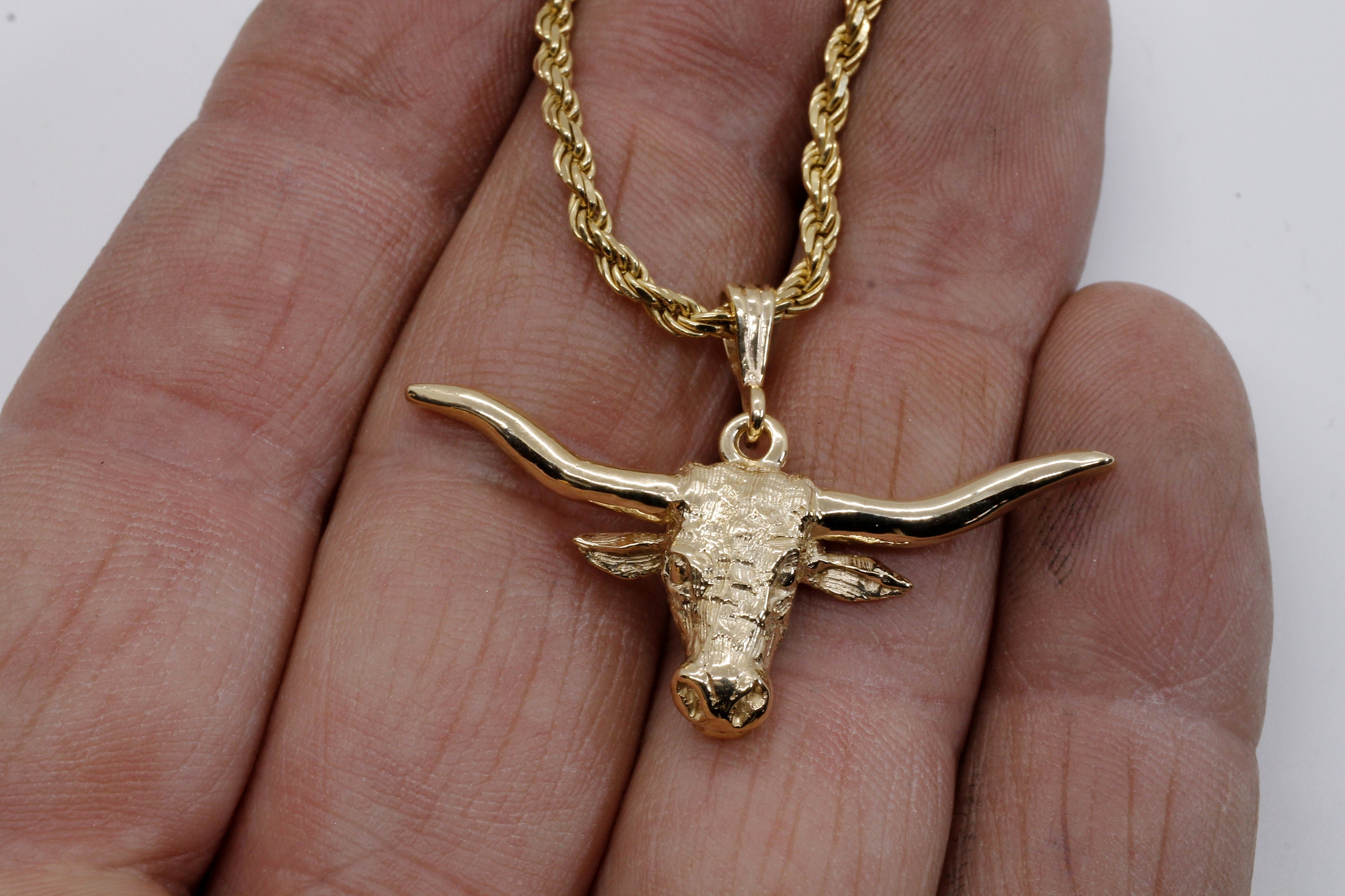 Gold Longhorn Necklace for him or herTexas Longhorn Logo Etsy