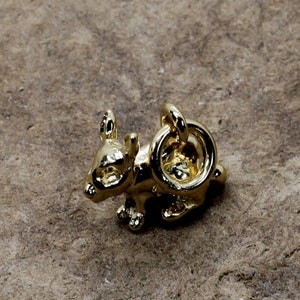 Easter Bunny Gift, Gold Rabbit Charm with 14kt Gold Vermeil Little Bunny for her, Show rabbit charm for charm bracelet, Baby rabbit charm