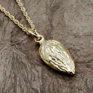 Almond Jewelry, Almond Necklace,Smaller Size 14kt Gold Vermeil Almond Necklace,California Almond Grower gift for her, Almond Board Gift
