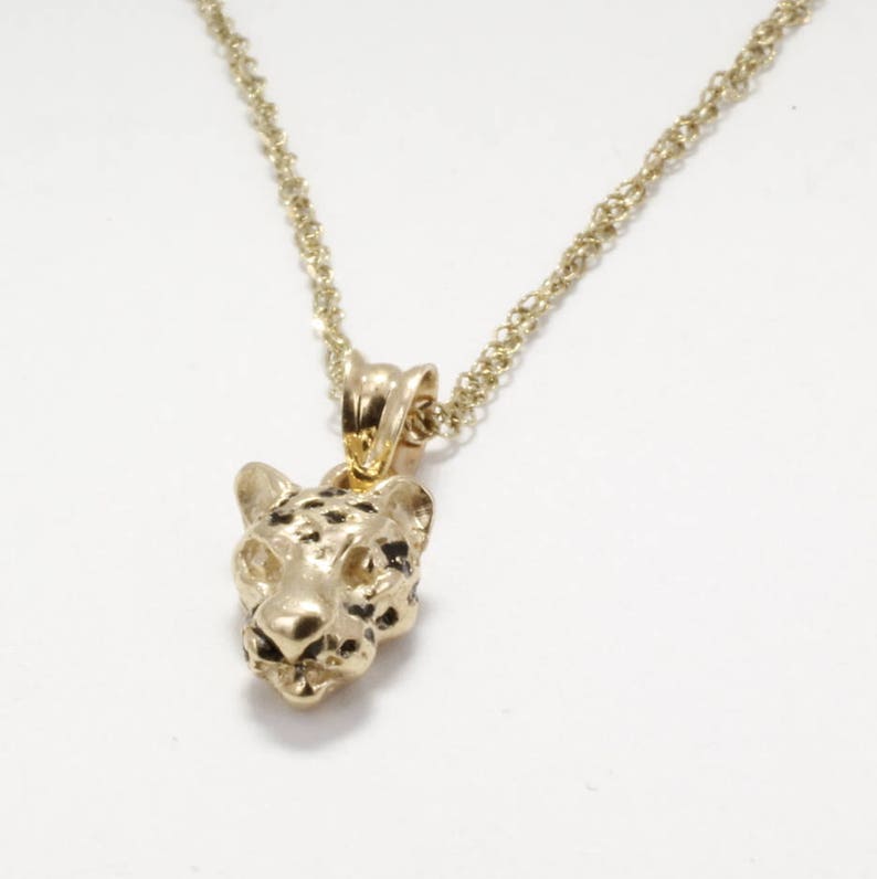 Small Jaguar Head Necklace in 14kt Yellow Gold Tiny Jaguar Etsy