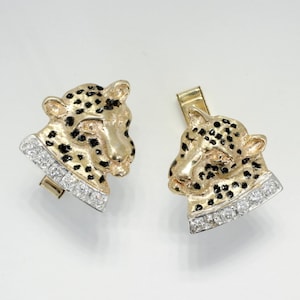 Jaguar or Panther Gift for Him, Panther/ Jaguar Cuff Links in 14kt Yellow Gold, Gift for Jaguars or Panthers Fan, Gold animal cuff links