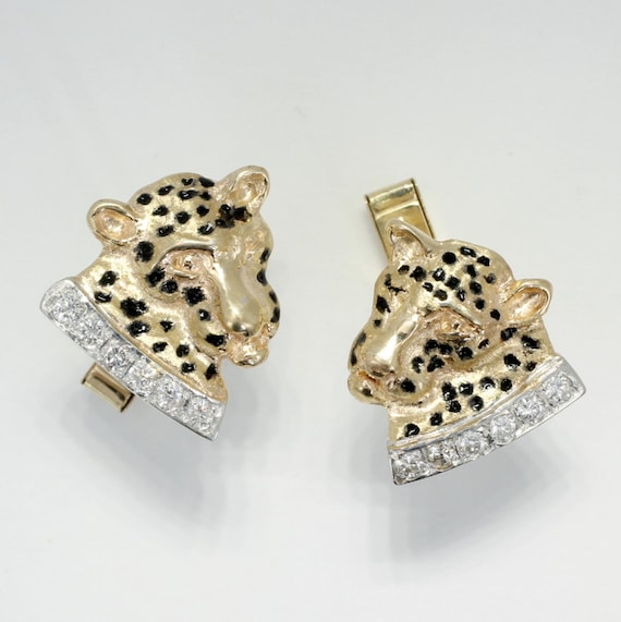 14kt Gold Jaguar Cuff Links: Diamond Collar Animal Jewelry - Etsy