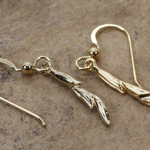 Gold Rice Earrings in 14kt Gold Vermeil with 3 grains of Rice Dangling on French Wires, rice lover or rice grower gift for her, Gift Mom