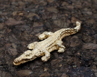 Kleine solide 14kt gouden Alligator Tie Tack voor man of vrouw te dragen als een speld of broche, Florida Gators Gift voor haar, Reptielen dieren cadeau