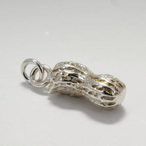 Silver Peanut Charm, Medium Sterling Silver Whole Peanut Charm, Charm for new mom, Gift for her if you call her little peanut