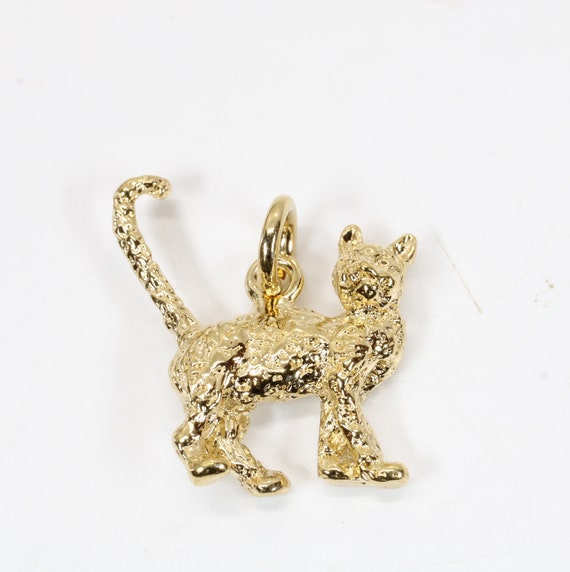 Gold Cat Charm for Her Charm Bracelet, 14kt Gold Vermeil 3-D House Cat Charm,  Gift for Cat Lover, Sweet Curious Loving Kitten 