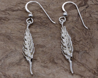 Orecchini a forma di grano in argento sterling: gioielli pendenti intagliati a mano