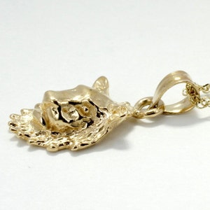 Gold lion Necklace for her, gift for lion lover, 14kt Gold Lion Head Pendant on 18&quot; Chain,