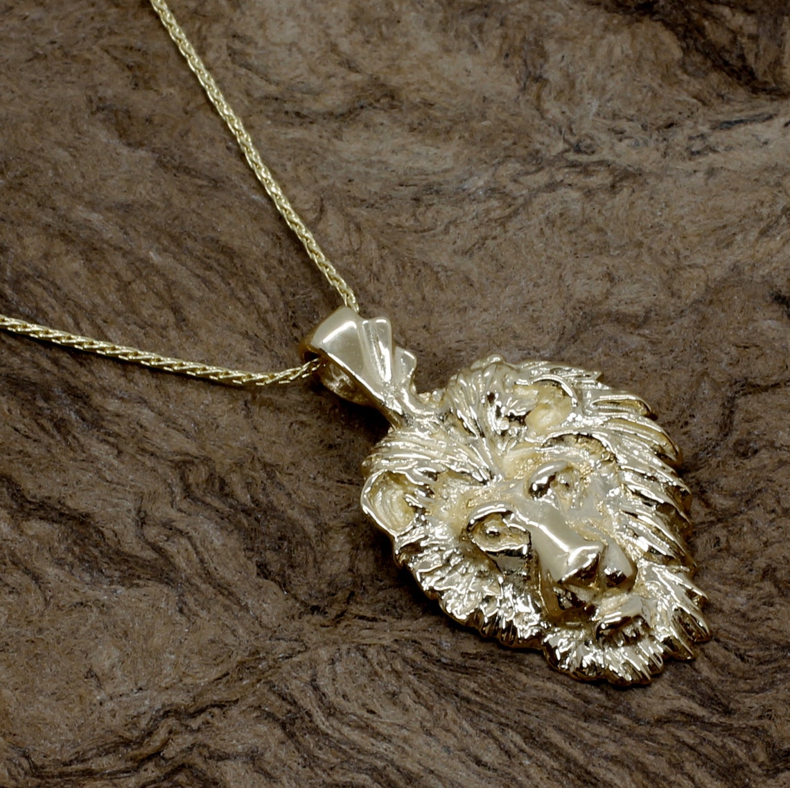 Gold Lion Necklace for her Large 14kt Gold Lion Head Necklace Etsy