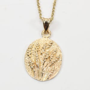 Gold Wheat Jewelry for Her, 14kt Solid Yellow Gold Wheat Field Necklace for wheat grower or wheat themed wedding gift