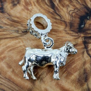 Silver Show Heifer Slide Charm in 925 Sterling Silver, Show Heifer gift for her Slide Bracelet, Gift mom Gift, Cattle Rancher