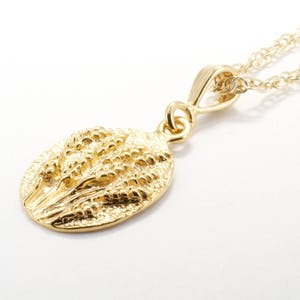 Gold Wheat Necklace,14kt Yellow Gold Vermeil Wheat Field Necklace, wheat grower gift for, wheat association gift , barley jewelry for her