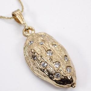 Actual Size Almond Necklace made in 14kt gold filled with diamonds, California almond grower gift for her