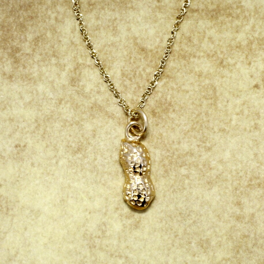 Tiny Gold Peanut Necklace Solid 14kt Gold 1/2 shell Peanut Etsy