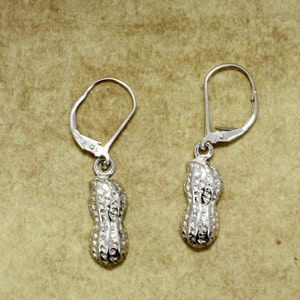 gift for new mom, Silver Peanut Earrings, Peanut Dangle Earrings in Sterling Silver,Gift Mom