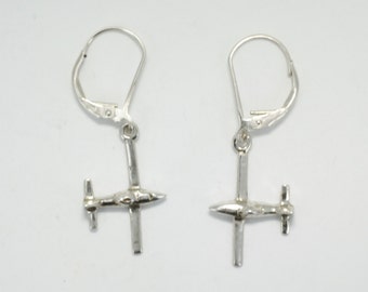 Airplane Jewelry , Airplane Earrings, Air Tractor Earrings in Sterling Silver, Gift mom Gift