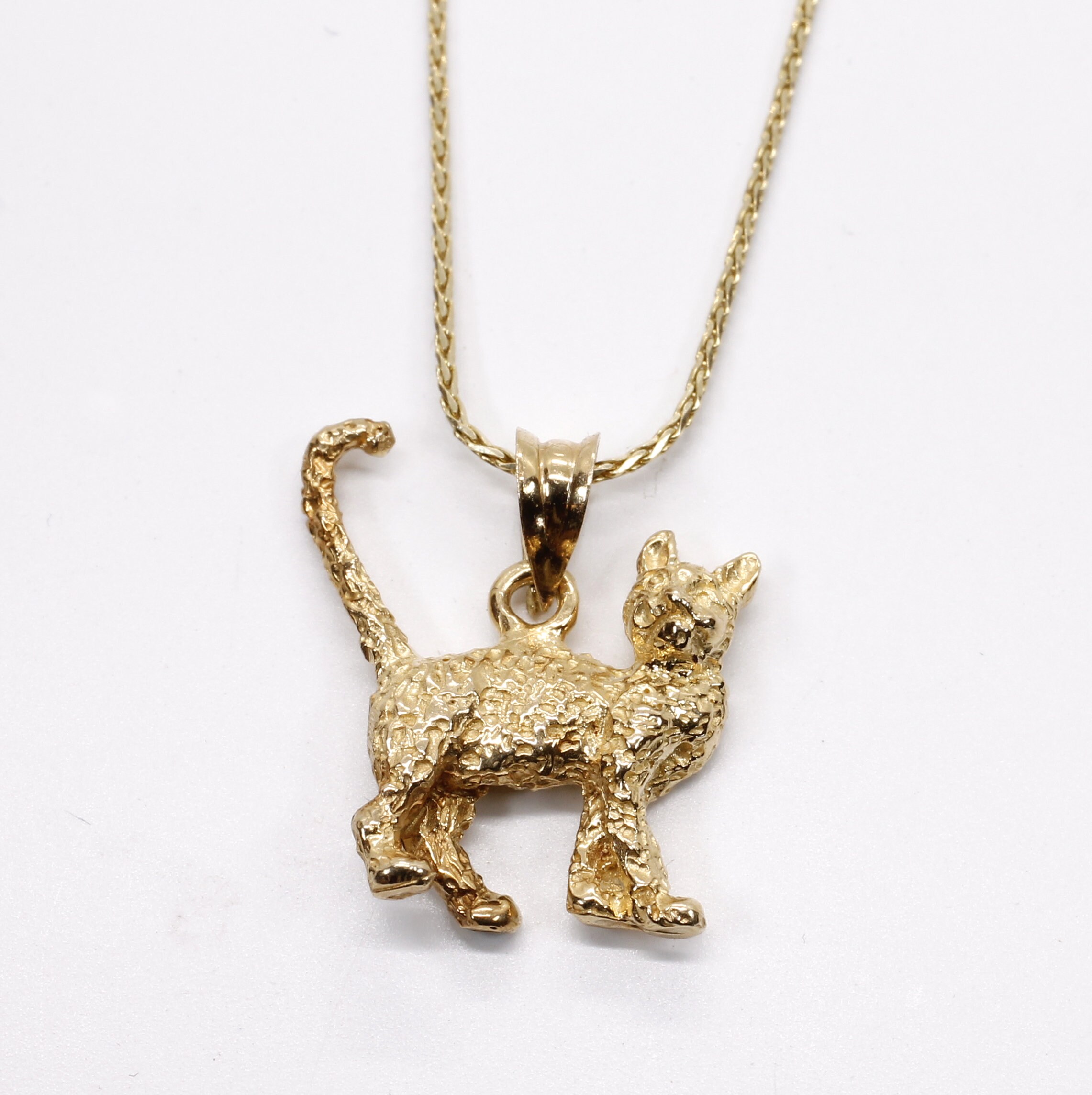 Gold Cat Necklace for Her 14kt Solid Gold 3D House Cat Gift Etsy
