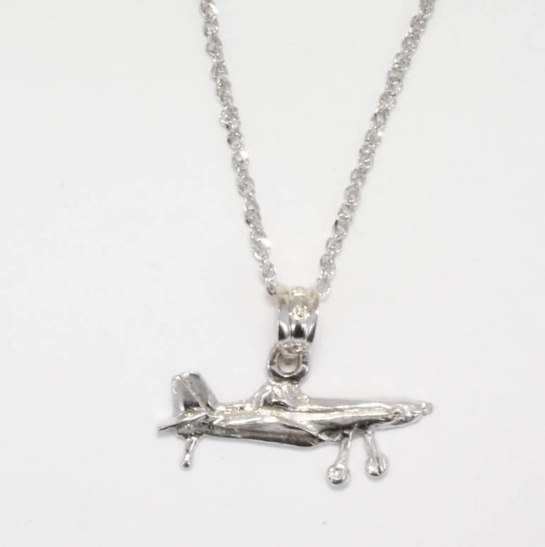 Gold Air Tractor Crop Duster Necklace