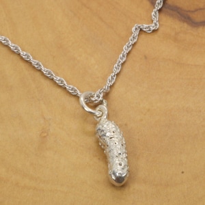 Small Silver Pickle Necklace for her, 925 Sterling Silver dill or sweet pickle necklace, cooking gift for mom, grower for farmer