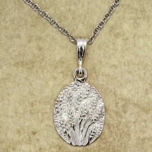 Wheat Field Necklace, Sterling Silver Wheat Field Necklace with 18&quot; silver Chain,Gift Mom Gift