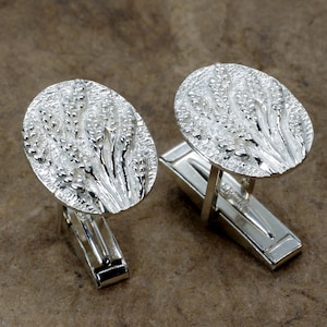 Wheat Cuff Links for him with 925 Sterling Silver Heads of Wheat, Barley Cuff Links gift for man, Wheat or Barley farmer grower gift for men