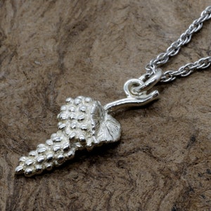 Grape Necklace, 925 Sterling Silver Grape Cluster Charm with Grape Leaf on 18&quot; Chain, grape and wine lover gift for her, gift mom gift