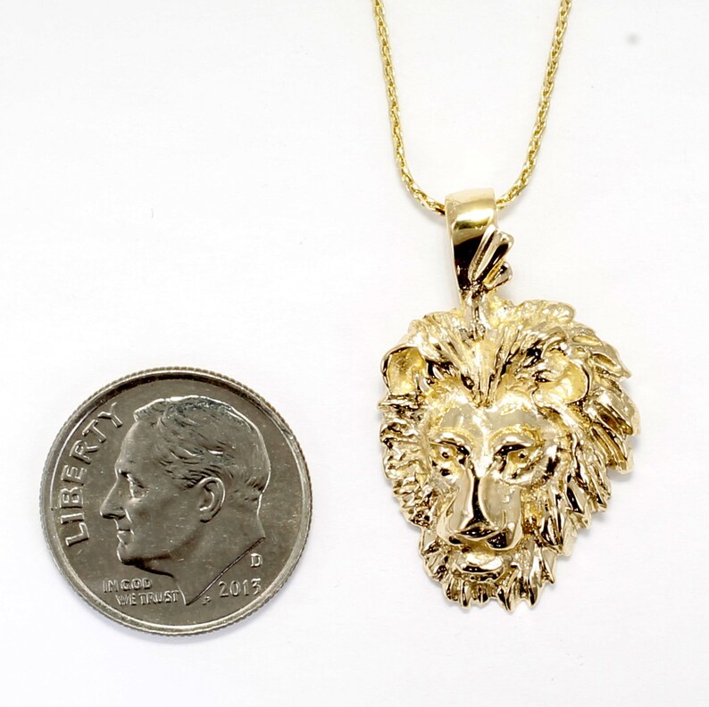 Gold Lion Necklace for Her Large 14kt Gold Lion Head Necklace Etsy