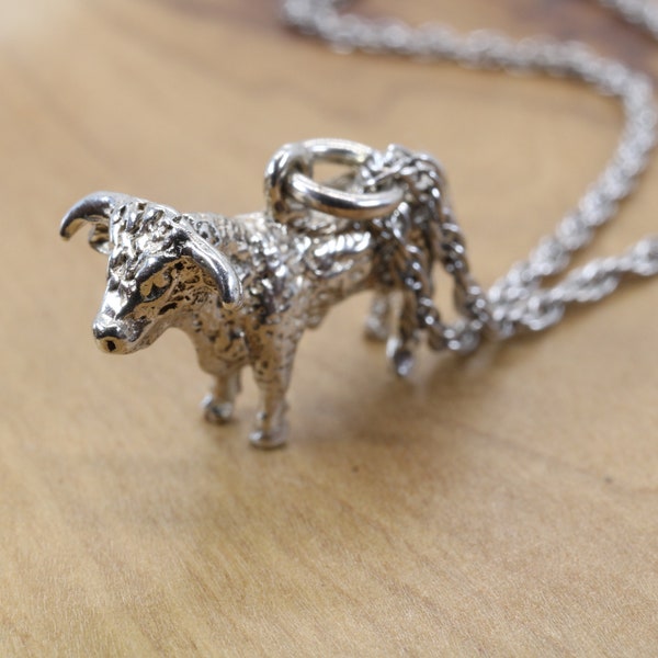 Hereford Bull Necklace or Charm for Her in solid 925 Sterling Silver, Bull woman who likes bulls, Cattle Rancher gift for wife, Charolais.