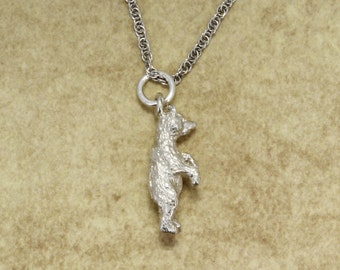 Bear Necklace , 925 Sterling SIlver Standing Bear Necklace with 18" chain