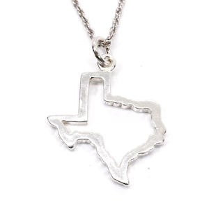 Texas Necklace for her with Texas Silhoutte Outline made in real Sterling SIlver or 14kt Gold Vermeil, Texas State University Gift