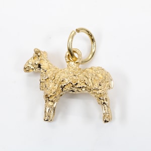 Gold Sheep Charm For Her Bracelet, Solid 14kt Yellow Gold Sheep, Little girl gift for her, Lamb Ewe necklace for girl, Farmgirl Rancher
