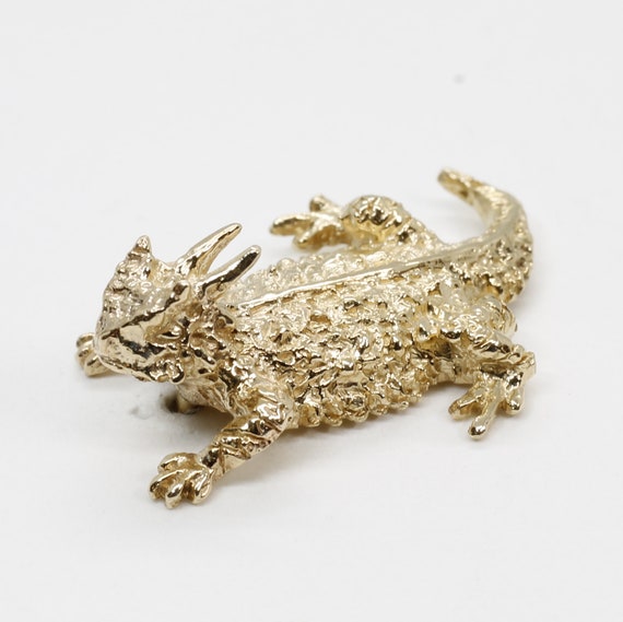 14kt Gold Horned Toad Pin: Hand Carved Lizard Tie Tack - Etsy