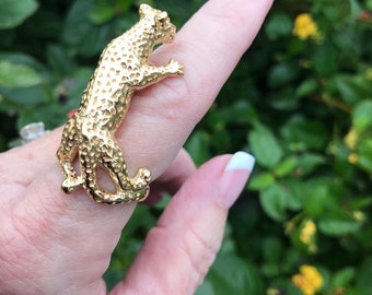 Gold Leopard Ring:  made in 14kt Gold Vermeil, Safari Jewelry