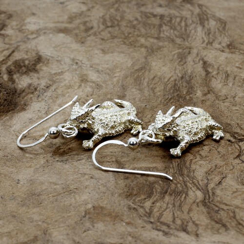 Horned shops Lizard Earrings gift for her, Real 925 Sterling Silver Horned Toad, Texas Horned Toad Lizard for girl, Horned Toad Gift for girl