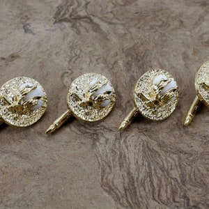 Gold Cotton Boll Tuxedo Shirt Studs With Handmade White Cotton Bolls,Cotton Anniversary Gift for man, Cotton Farmer Gift for husband