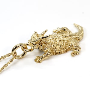 Gold Gehörnte Echse Halskette, Gold Vermeil Horned Eidechse Halskette für sie, Texas Horned Eidechse Geschenk für Gilr oder Frau