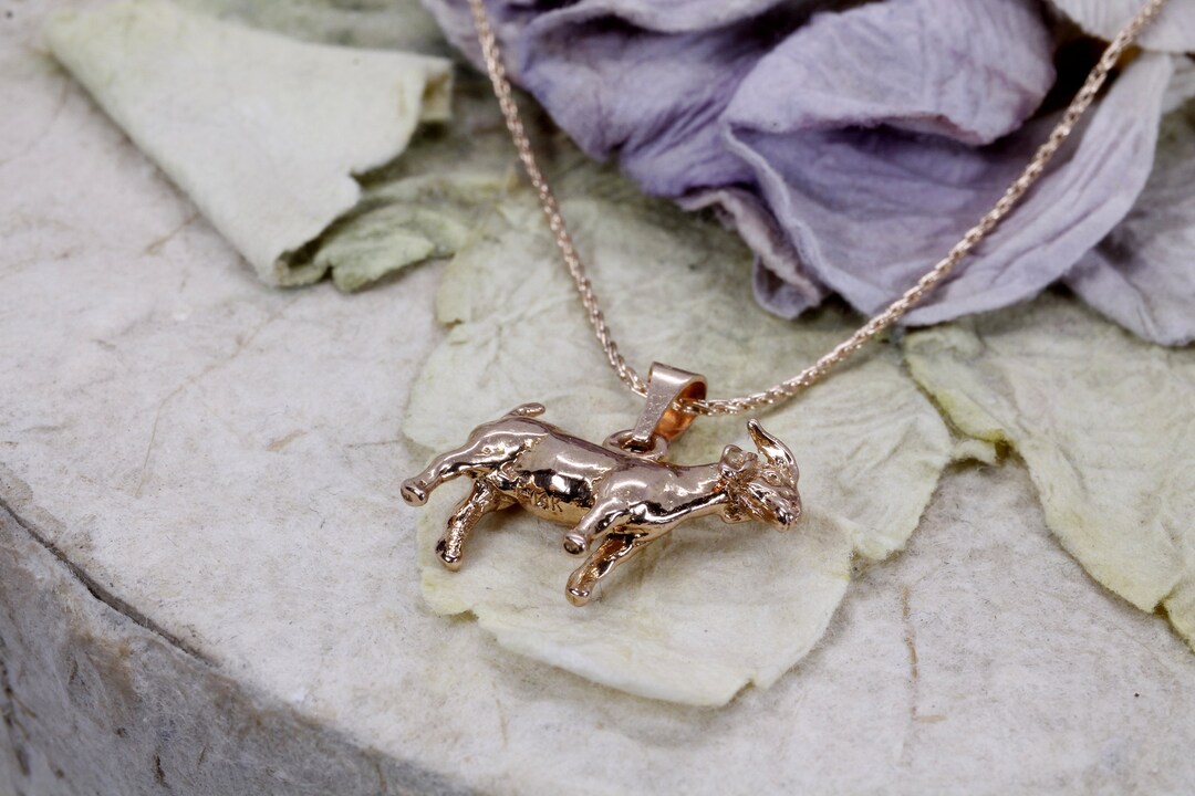 14kt Rose Gold Boer Goat Necklace: 3D Farm Animal Pendant - Etsy
