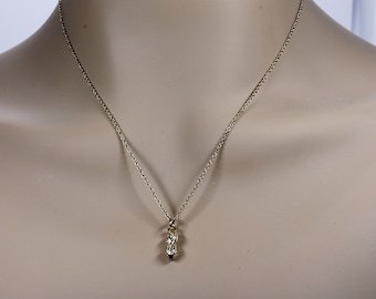 Tiny Gold Peanut Necklace for new mom, Real diamond or real emerald or your choice of birthstone or no stone Small 14kt gold Vermeil Peanut