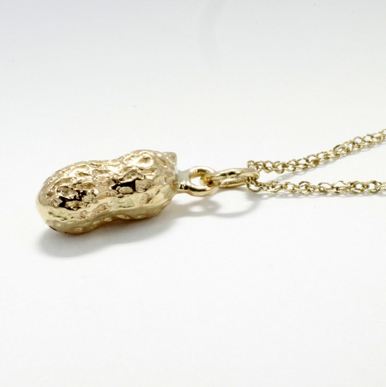 14kt Solid Gold Peanut Necklace in Small Size: Virginia Farm Girl Gift image 4