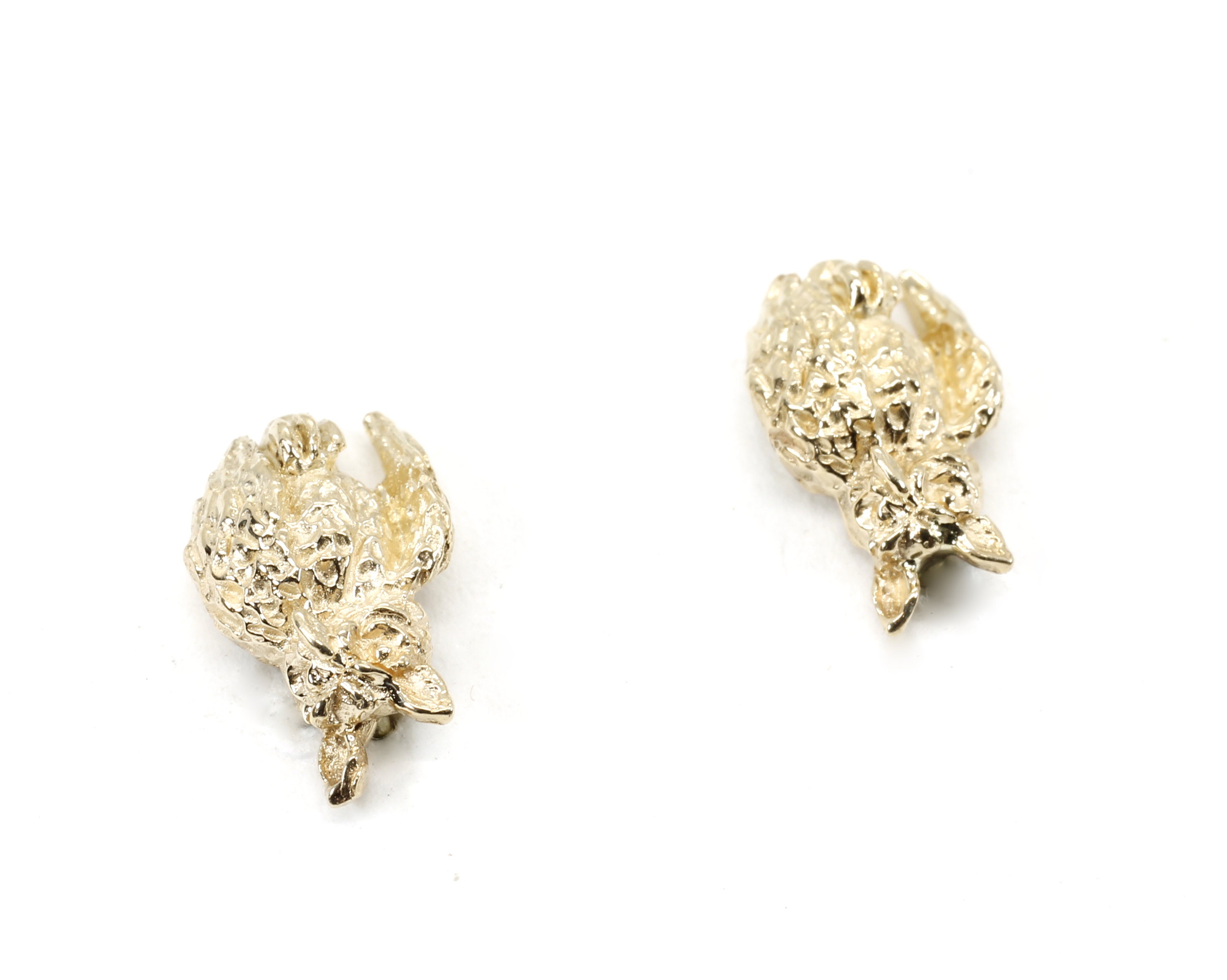 Gold Owl Earrings With Tiny Solid 14kt Yellow Gold Owls Facing Etsy UK