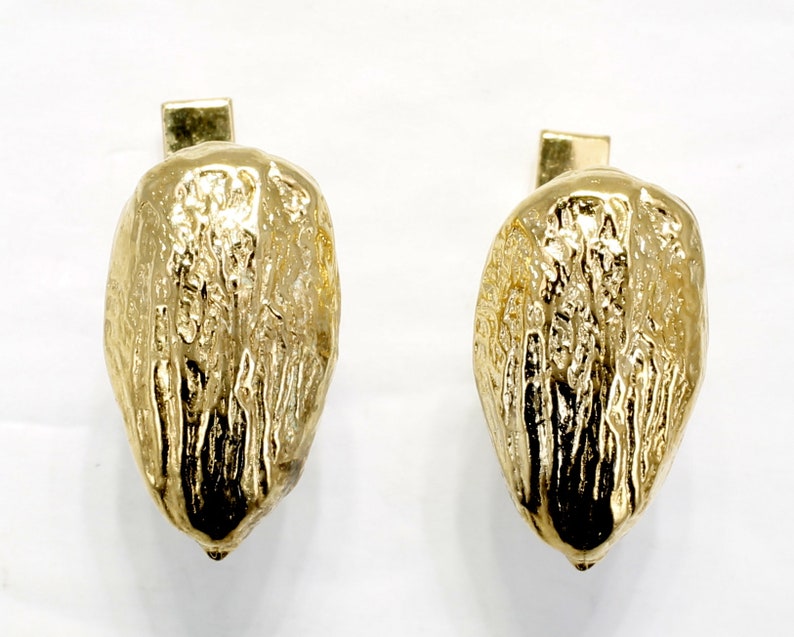 Almond Grower Gift for him California Almond gift for men,Almond Board Gold Almond Cuff Links with Actual Size 14kt Gold Vermeil Almonds