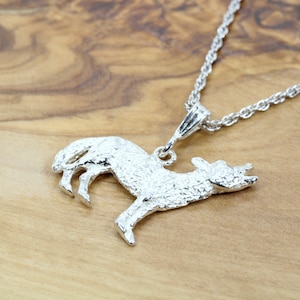 Silver Coyote Necklace for her, solid 925 Sterling Silver 2-D howling coyote, gift for coyote lover, wildlife animal gift for wife