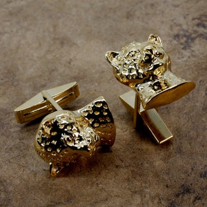 Gold Leopard Cuff Links for Him, Large Leopard Head Cuff Links in 14kt Gold Vermeil Gift For Men, Wild animal lover gift, Africa Safari