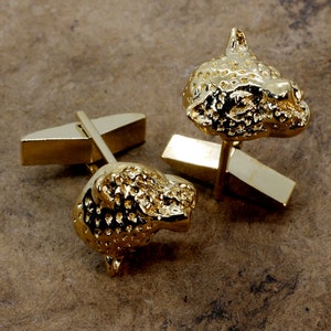 Gold Leopard Cuff Links for Him with Medium Size Leopard Head in 14kt Gold Vermeil Gift For Men